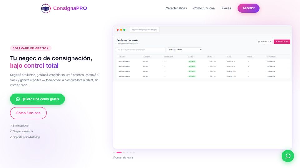 ConsignaPRO, sistema de consignación